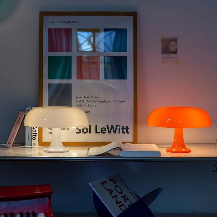 Lampara Hongo Mushroom / Estilo Retro / Simil Vidrio Naranja / luces LED A+