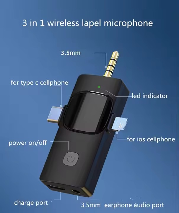 Mini Micrófono inalambrico K15 3 en 1
