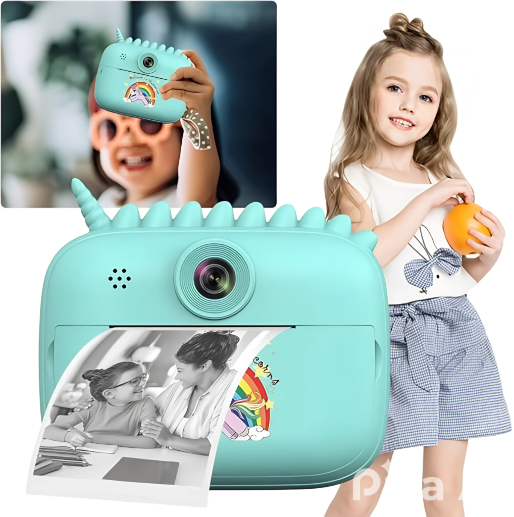 Cámara Digital Instantánea Con Impresora Térmica celeste.
