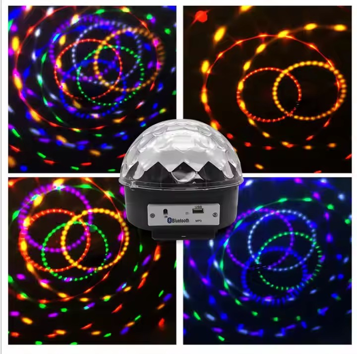 Bola de luces colores parlante bluetooth con pendrive y control