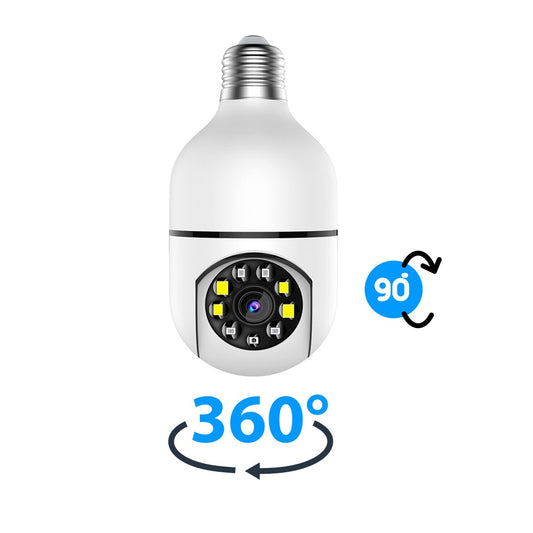 Cámara Q5 En Bombilla Wifi 360° Con Visión Nocturna Blanco