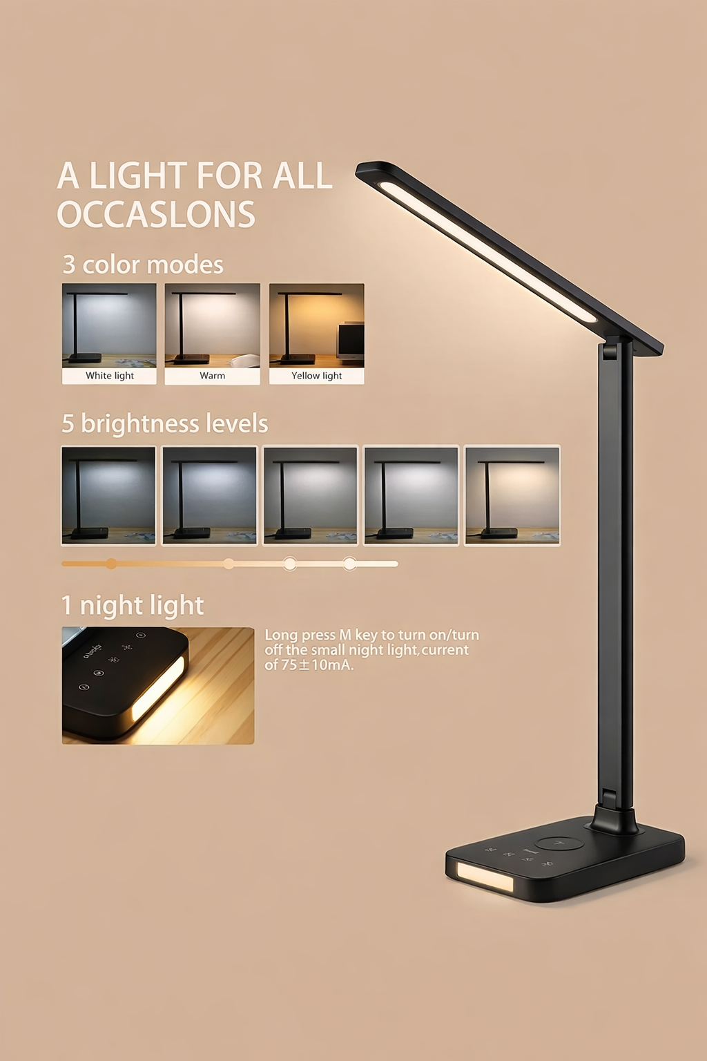 Lámpara De Escritorio Led Cargador Inalámbrico Light Night