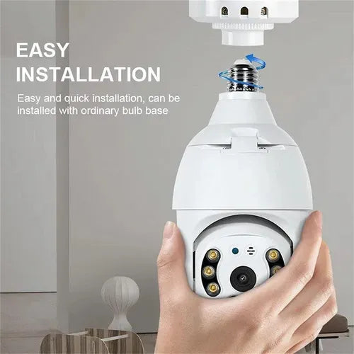 Cámara Q5 En Bombilla Wifi 360° Con Visión Nocturna Blanco