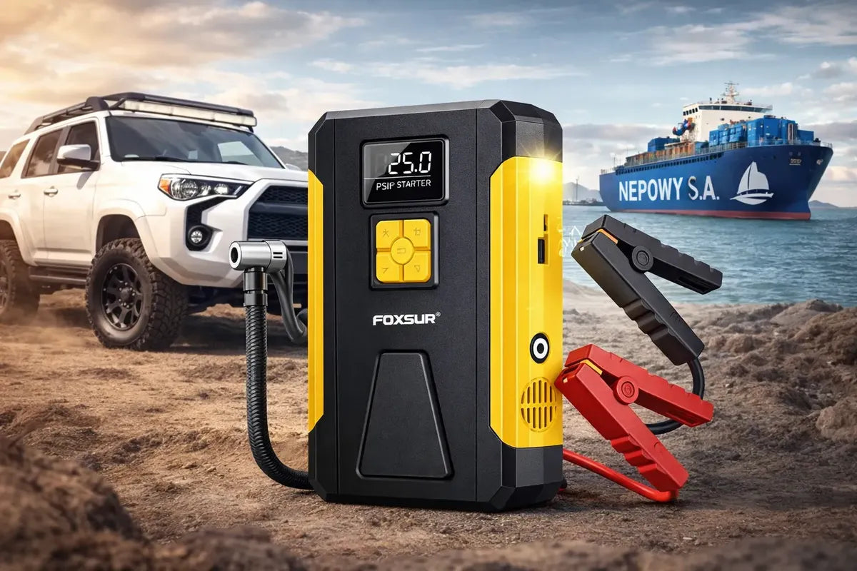 Inflador Portátil Foxsur Con Arrancador De Batería