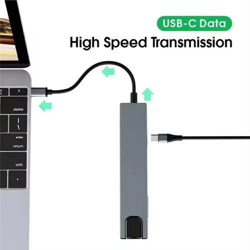 Adaptador Hub Usb-c 8 En 1 Hdmi 4k Ethernet Usb Sd