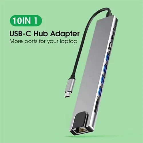 Adaptador Hub Usb-c 8 En 1 Hdmi 4k Ethernet Usb Sd