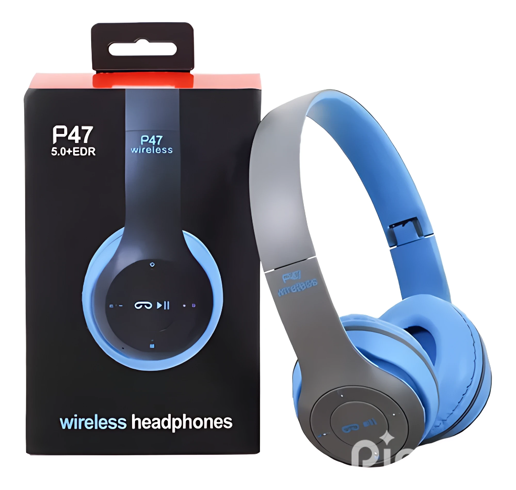 Auriculares manos libres bluetooth Mp3 radio Fm sd calidad Azules.