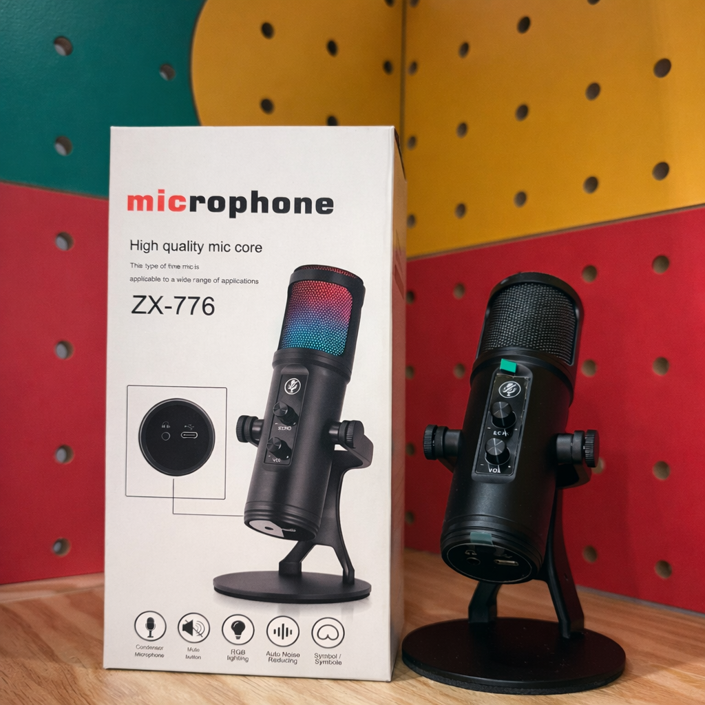 Micrófono Condensador Transmisión Usb Profesional Zx776 Color Negro