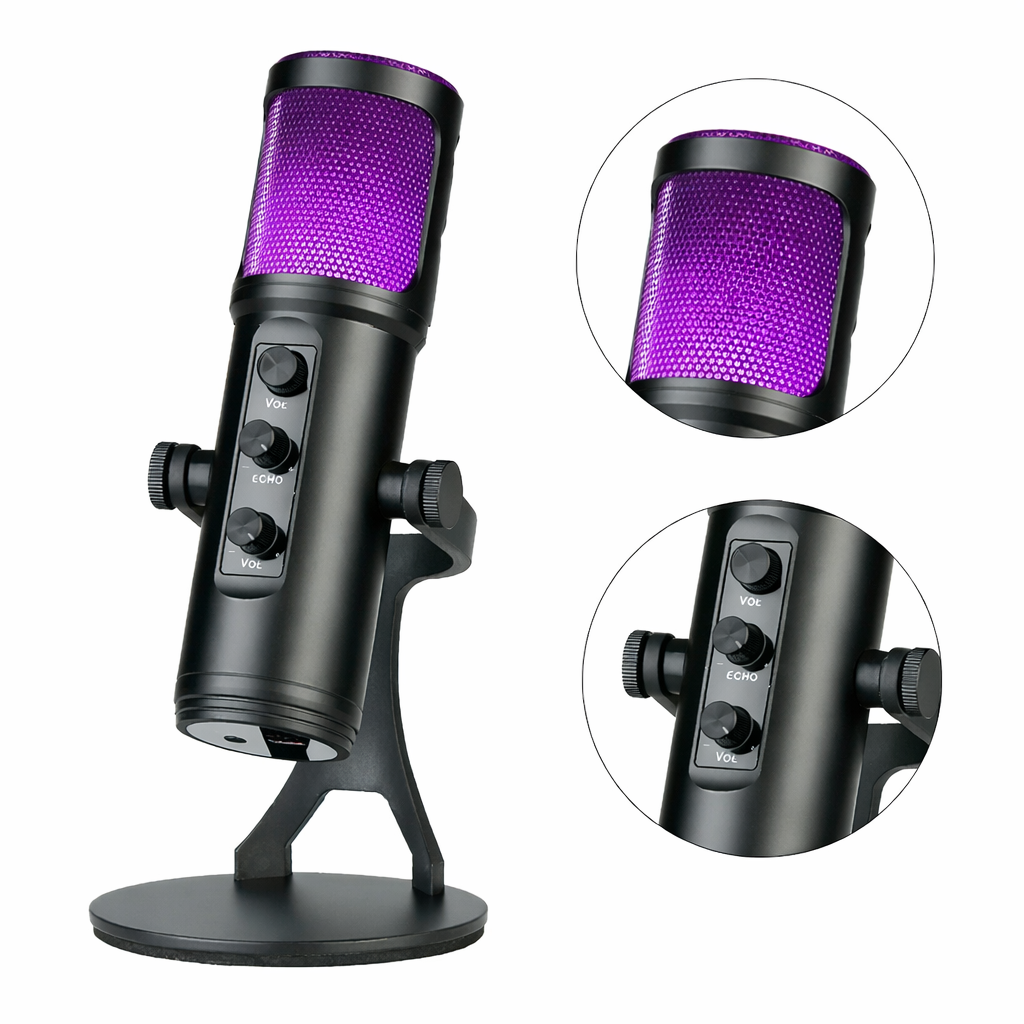 Micrófono Condensador Transmisión Usb Profesional Zx776 Color Negro