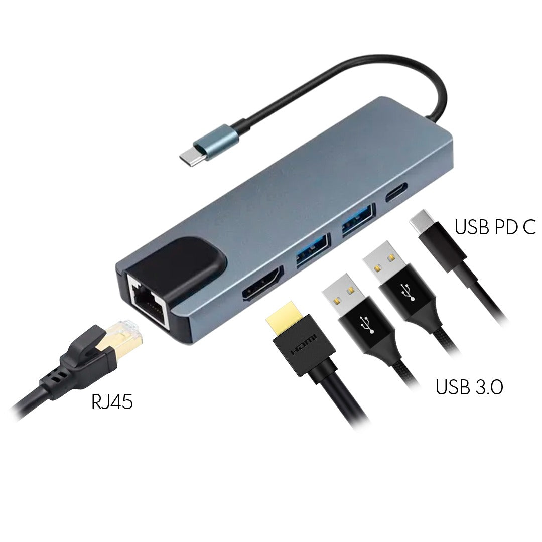 5 En 1 Usb-c A Rj45