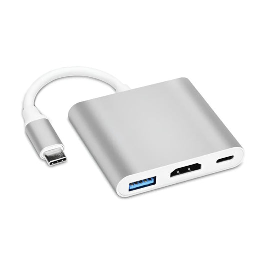 Cable Adaptador 3 En 1 Usb Tipo C A Hdmi Gris