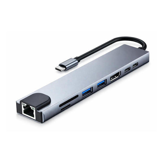 Adaptador Hub Usb-c 8 En 1 Hdmi 4k Ethernet Usb Sd