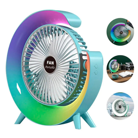 Ventiladora veladora Luna RGB / Con batería recargable / 3 niveles de velocidad