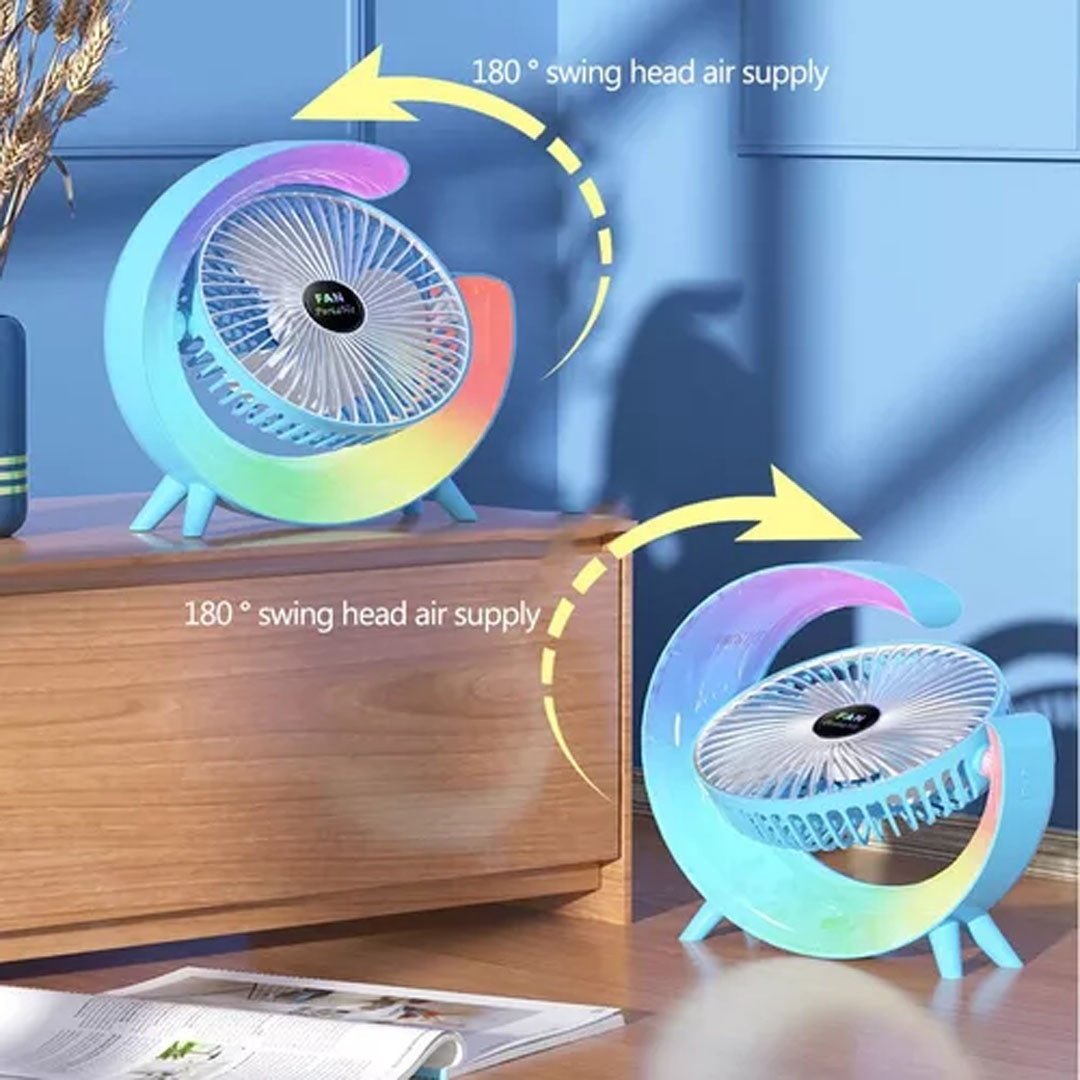 Ventiladora veladora Luna RGB / Con batería recargable / 3 niveles de velocidad